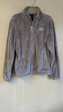 Womens The North Face gray sherpa zip up jacket with pockets size Large